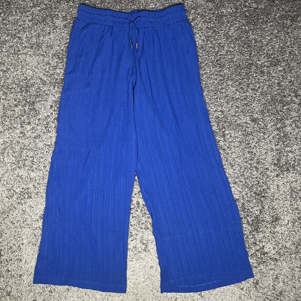SABRINA LAUREN pants womens m dress pants wide leg Flowy Blue Elastic Waist